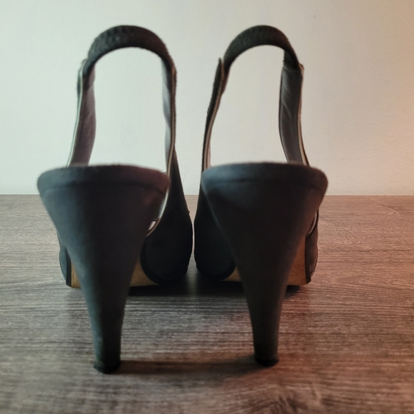 Max Studio designer fine white leather and dove grey suede sz 7 slingback heels - Picture 6 of 8